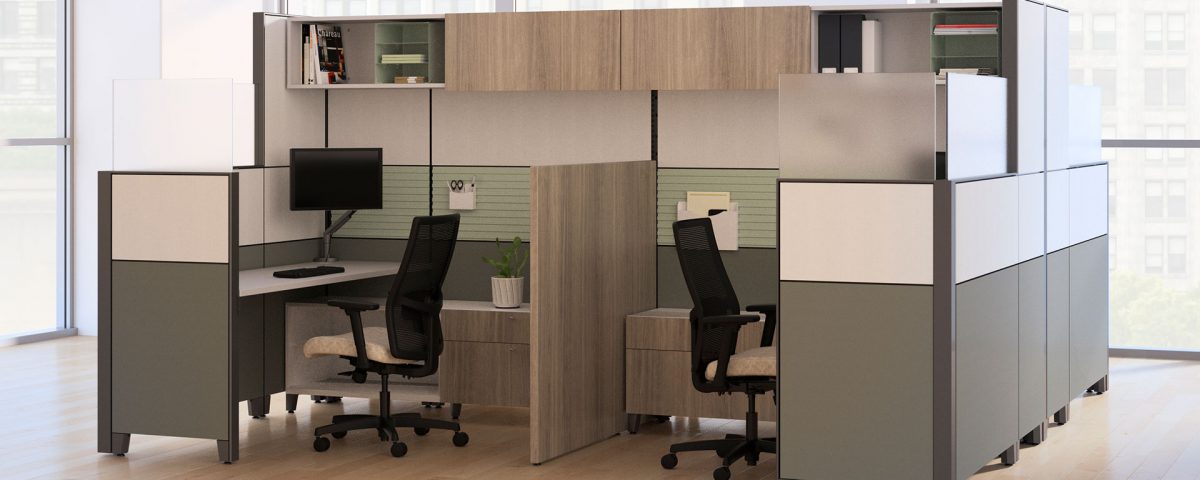 two office cubicles