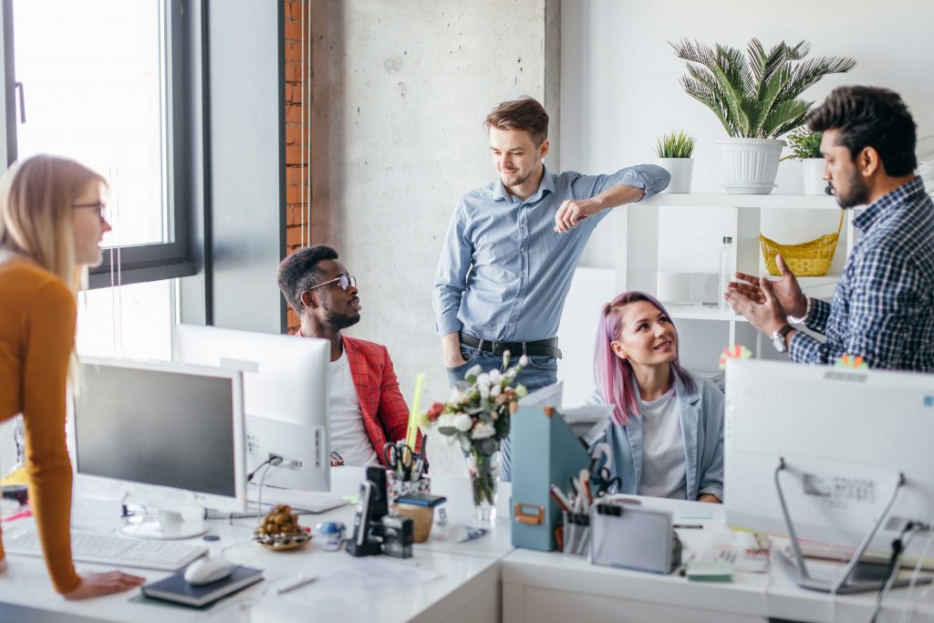 office team discussing business